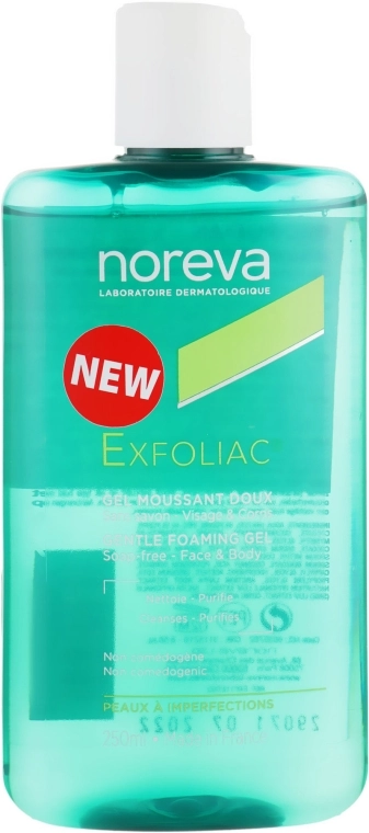 Noreva Laboratoires Мягкий очищающий гель для лица и тела Noreva Exfoliac Gentle Foaming Gel - фото N3