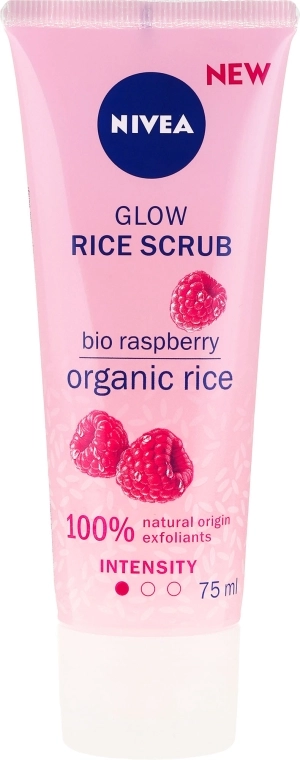 Nivea Рисовий пілінг з малиною для сухої та чутливої шкіри Organic Rice Glow Rice Scrub Raspberry - фото N1