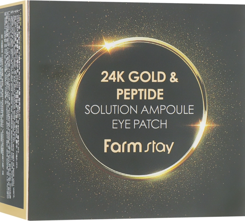 Гидрогелевые патчи с 24-х каратным золотом и пептидами - FarmStay 24K Gold And Peptide Solution Ampoule Eye Patch, 90 г, 60 шт - фото N1