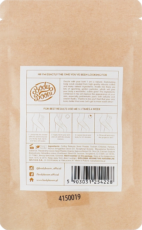 BodyBoom Кофейный скраб для тела Coffe Scrub Shimmer Gold - фото N2