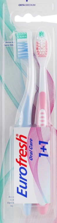 Farmasi Набор зубных щеток, розовая и голубая Eurofresh Toothbrush - фото N1