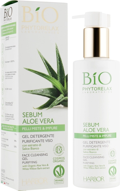 Phytorelax Laboratories Гель для обличчя Bio Phytorelax Sebum Aloe Vera Face Cleansing Gel Purifying - фото N1