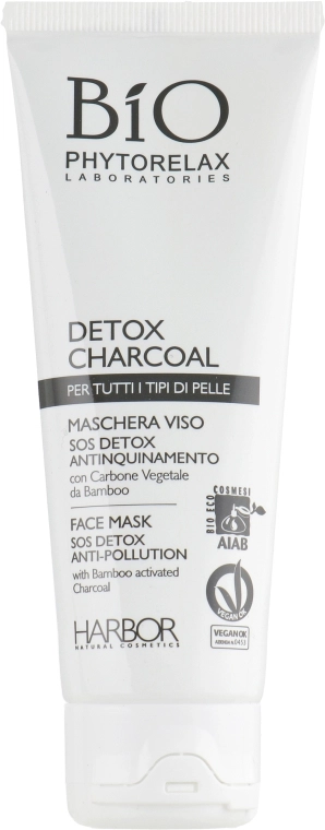 Phytorelax Laboratories Очищающая маска-детокс с активированным углем для лица Bio Phytorelax Detox Charcoal Face Mask Sos Detox Anti-Pollution - фото N2