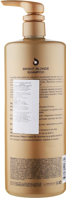 Цілющий шампунь для натурального і знебарвленого світлого волосся - L'anza Healing Blonde Bright Blonde Shampoo, 950 мл - фото N2