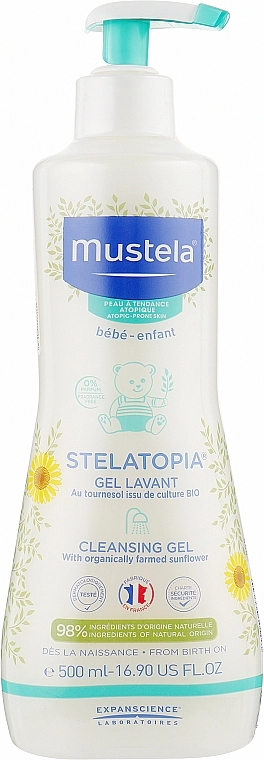 Mustela Очищувальний гель для сухої і атопічної шкіри Stelatopia Cleansing Gel With Sunflower - фото N3