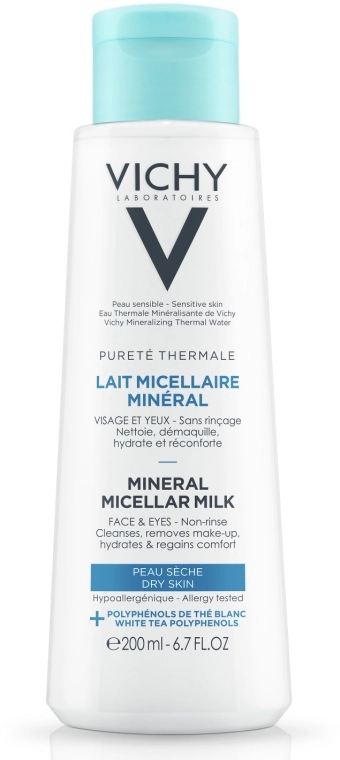 Vichy Purete Thermale Mineral Micellar Milk Міцелярне молочко для сухої шкіри обличчя та очей - фото N1