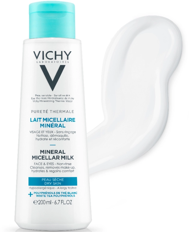 Vichy Purete Thermale Mineral Micellar Milk Міцелярне молочко для сухої шкіри обличчя та очей - фото N2