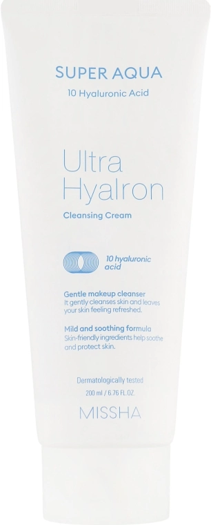 Missha Очищувальний крем для обличчя з гіалуроновою кислотою Super Aqua Ultra Hyalron Cleansing Cream - фото N1