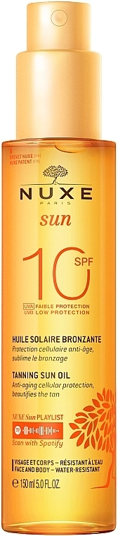 Nuxe Бронзирующее масло для тела и лица Sun Tanning Oil SPF10 - фото N1