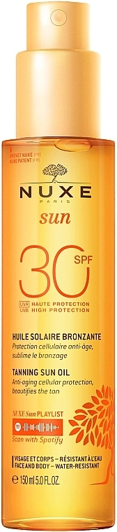 Nuxe Бронзувальний крем для обличчя і тіла Sun Tanning Oil Face & Body SPF 30 - фото N1