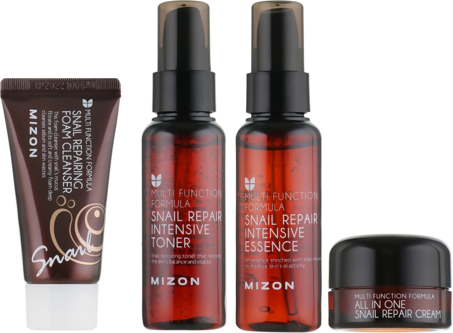 Mizon Набор миниатюр Snail Miniature Set (f/foam/30ml + f/toner/50ml + f/essence/50ml + f/cr/15g) - фото N2