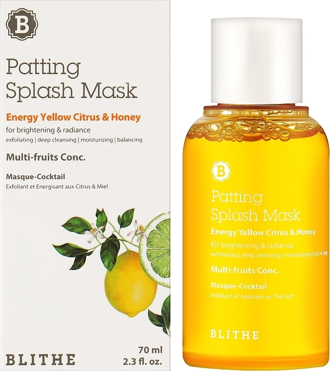 Blithe Сплеш-маска для блиску "Енергія. Цитрус і мед" Energy Yellow Citrus and Honey Patting Splash Mask - фото N2