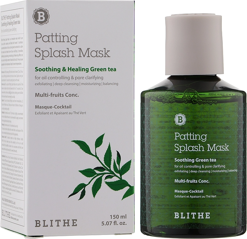 Blithe Сплеш-маска для відновлення шкіри "Зелений чай" Patting Splash Mask Soothing Green Tea - фото N1
