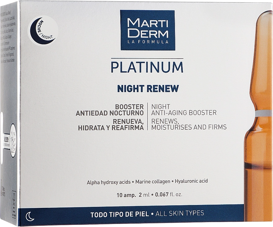 MartiDerm Ночные ампулы для лица против фотостарения Platinum Night Renew Ampollas - фото N1