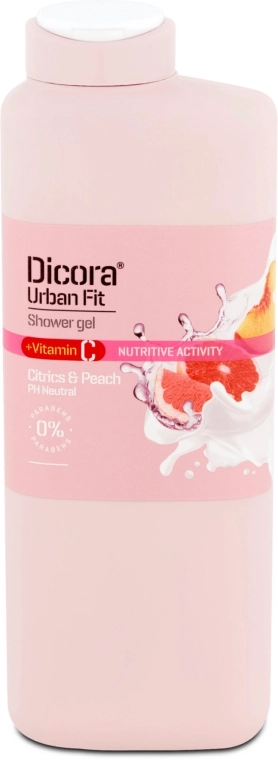 Dicora Urban Fit Гель для душа с витамином C "Лимон и персик" Shower Gel Vitamin C Citrus & Peach - фото N1