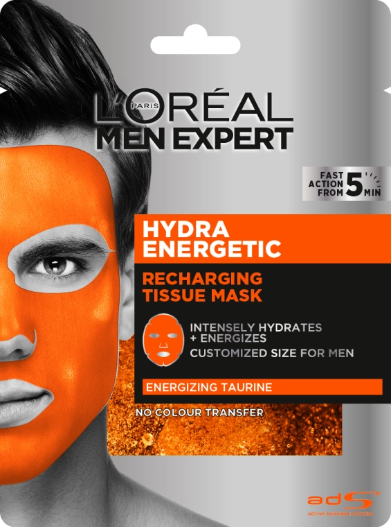 L’Oreal Paris Тканинна маска для шкіри обличчя Loreal Paris Men Expert Hydra Energetic - фото N1