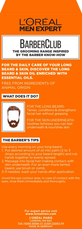 L’Oreal Paris Олія для догляду за бородою та шкірою обличчя Men Expert Barber Club Long Beard + Skin Oil - фото N6