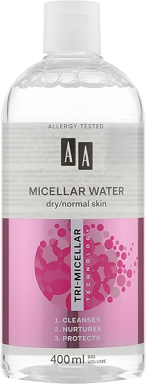 AA Міцелярна вода для сухої і нормальної шкіри Cosmetics Tri-Micellar 3-in-1 Micellar Water - фото N1
