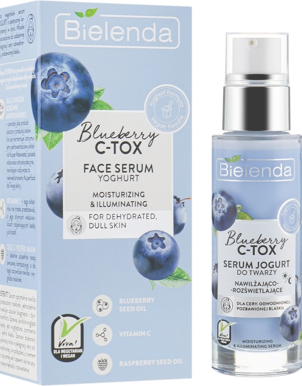 Bielenda Сыворотка-йогурт для обезвоженной и тусклой для лица Blueberry C-Tox Face Yogurt Serum - фото N1