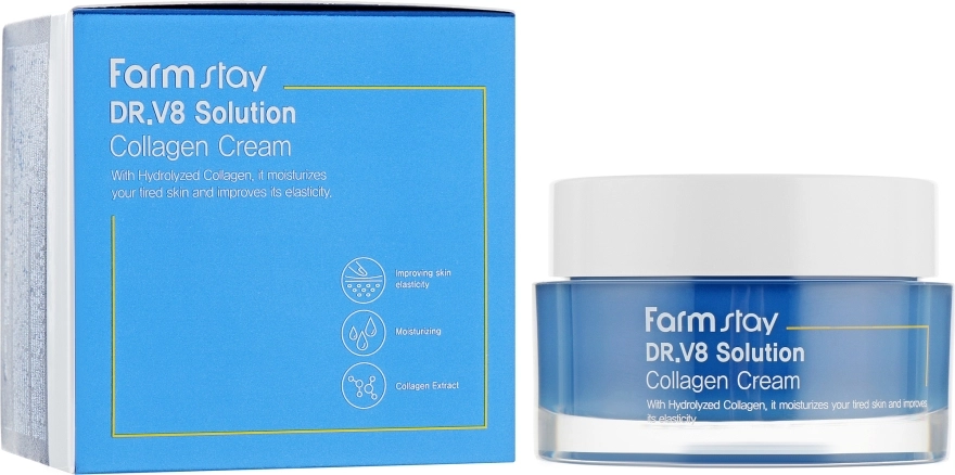 FarmStay Крем для обличчя з колагеном від зморщок з освітлювальною дією DR.V8 Solution Collagen Cream - фото N1