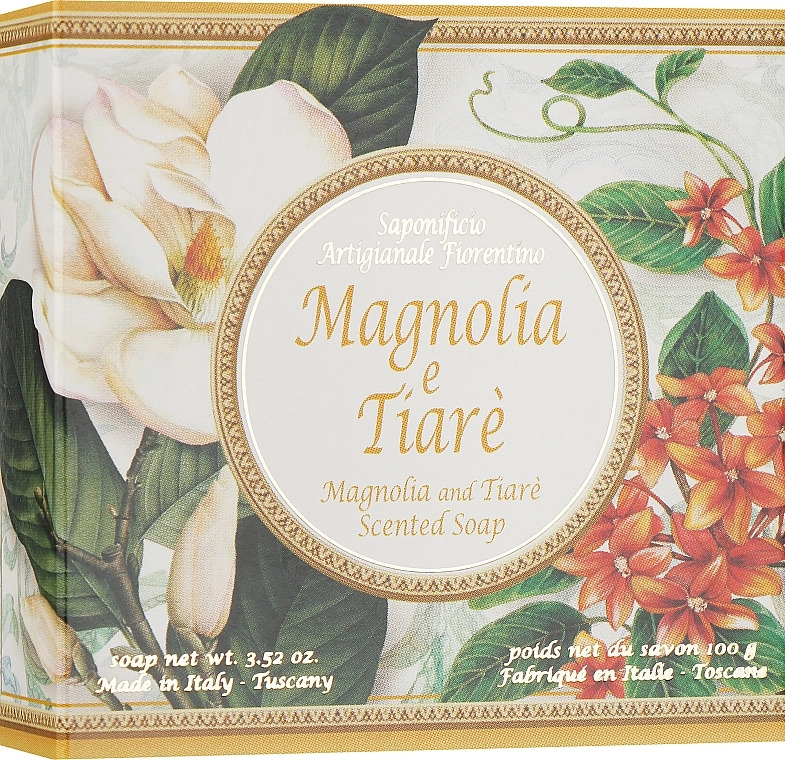 Saponificio Artigianale Fiorentino Натуральне мило "Магнолія і тіари" Magnolia & Tiare Soap - фото N1