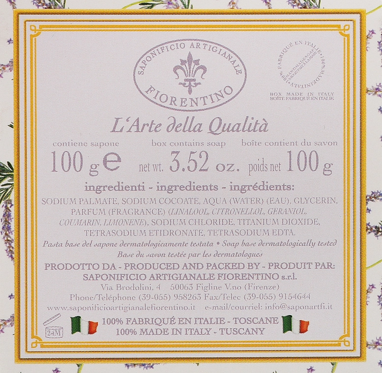 Saponificio Artigianale Fiorentino Натуральне мило "Лаванда" Lavender Soap - фото N3