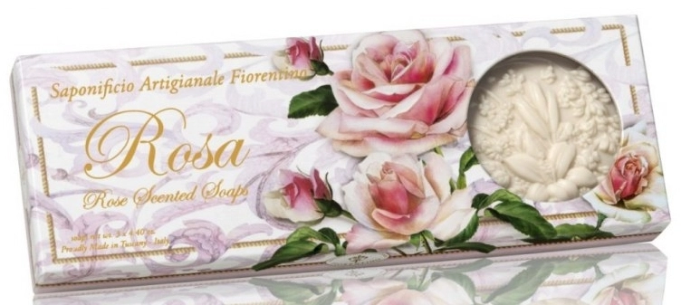 Saponificio Artigianale Fiorentino Набор натурального мыла "Роза" Rosa Scented Soaps (soap/3pcsx125g) - фото N1