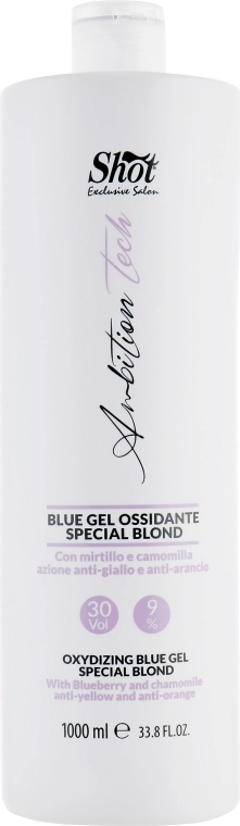 Shot Гель-окислювач з синім пігментом 9% Ambition Tech Blue Oxidizing Gel Special Blond - фото N1