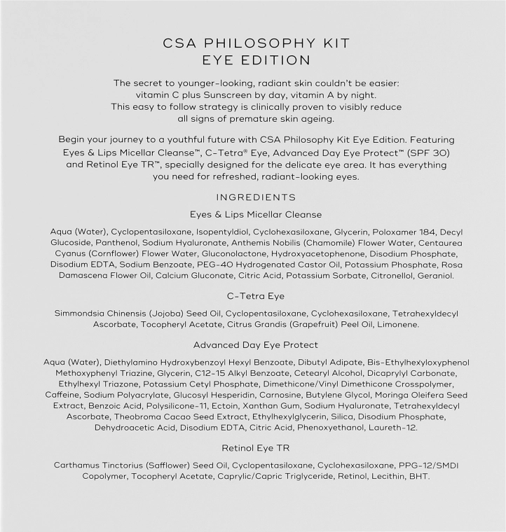 Medik8 The CSA Philosophy Kit Eye Edition (serum/7ml + cr/15ml + serum/7ml + cleanser/30ml) Набор - фото N7
