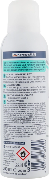 Balea Дезодорант аерозольний "Захист 5в1" Antitranspirant 5in1 Protection - фото N2