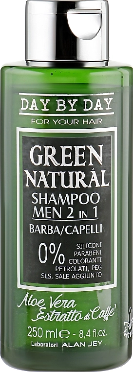 Alan Jey Шампунь чоловічий 2в1 для бороди й волосся з алое вера та екстрактом кави Green Natural Shampoo 2in1 - фото N1