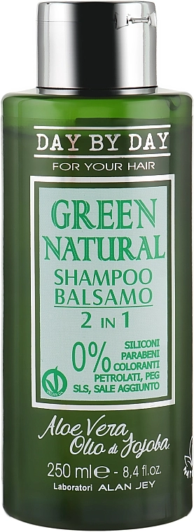 Alan Jey Шампунь-бальзам 2в1 з олією жожоба й алое вера для усіх типів волосся Green Natural Shampoo-Balsam - фото N1