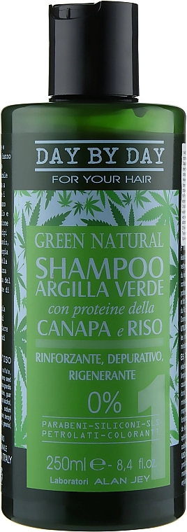 Alan Jey Шампунь с зеленой глиной, протеинами конопли и риса Green Natural Shampoo - фото N1