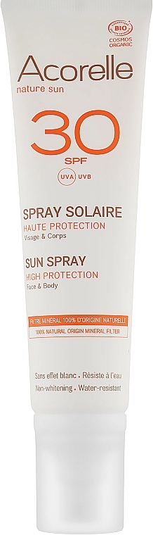 Acorelle Спрей сонцезахисний органічний SPF 30 Sun Spray High Protection Face & Body - фото N2