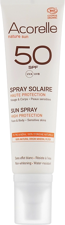 Acorelle Спрей сонцезахисний органічний SPF 50 Sun Spray High Protection Sensitive Skins - фото N1