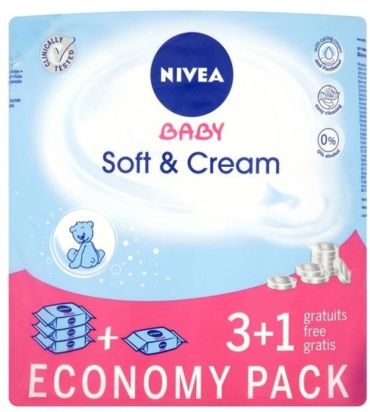 Nivea Вологі серветки "Дитячі" 4х63 шт. Baby Soft & Cream - фото N1