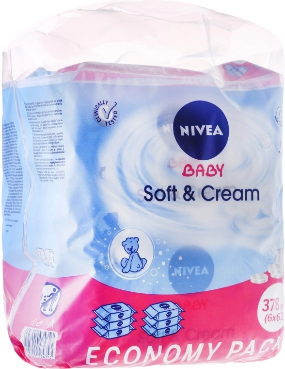 Nivea Вологі серветки "Дитячі" 6х63 шт. Baby Soft & Cream - фото N1