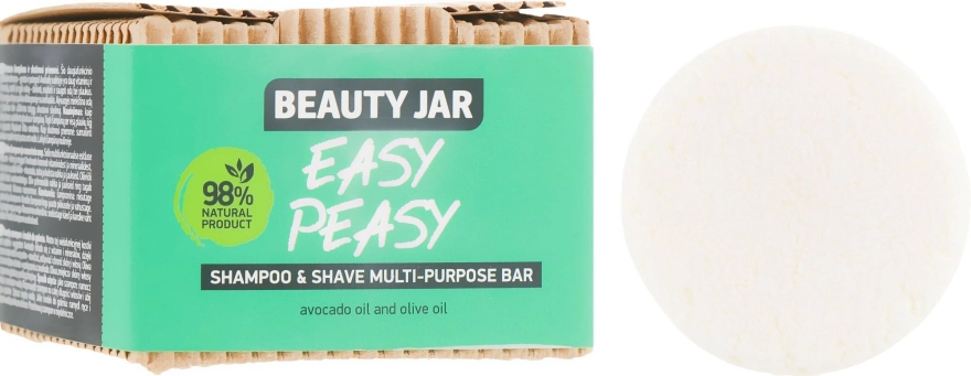 Beauty Jar Мило для волосся і гоління Easy Peasy Shampoo & Shave Multi-Purpose Bar - фото N1