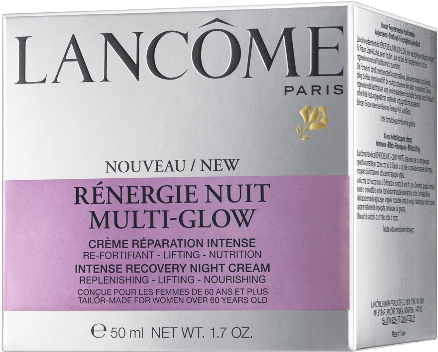 Lancome Ночной антивозрастной крем для зрелой кожи с эффектом лифтинга, сияния и ровного тона Renergie Multi-Glow Intense Recovery Night Cream - фото N3