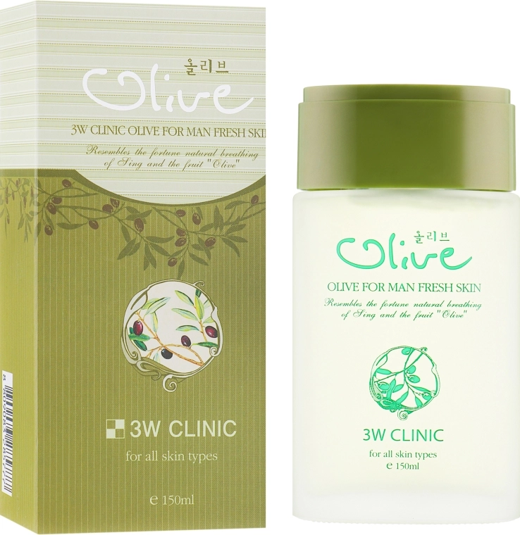 3W Clinic Увлажняющий тонер с оливой для мужчин Olive For Man Fresh Skin - фото N1