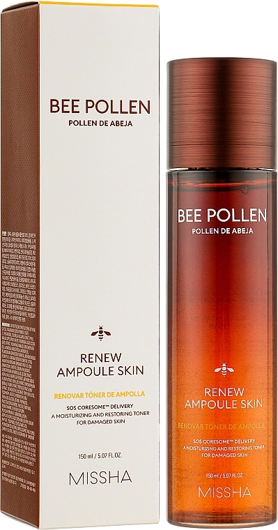 Тонер на основі бджолиного пилку - Missha Bee Pollen Renew Ampoule Skin Toner, 150 мл - фото N2