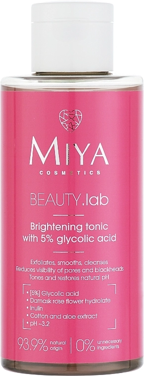 Miya Cosmetics Освітлювальний тонік для обличчя з 5% гліколевої кислоти Beauty Lab Tonik - фото N1