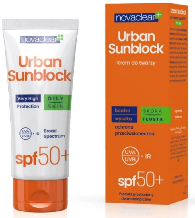 Novaclear Сонцезахисний крем для жирної шкіри обличчя Urban Sunblock Protective Cream Oily Skin SPF50 - фото N1