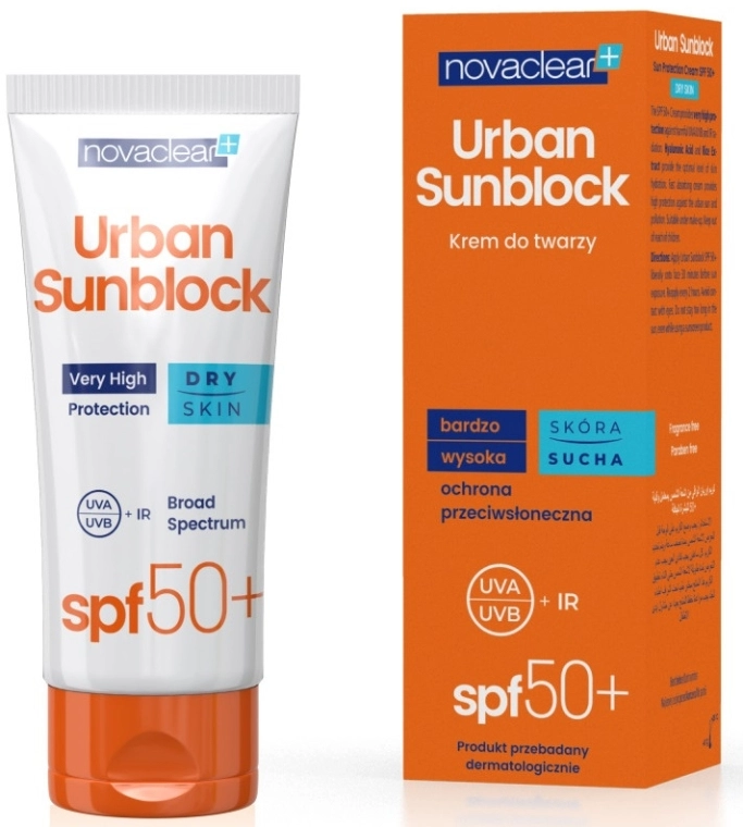 Novaclear Сонцезахисний крем для сухої шкіри обличчя Urban Sunblock Protective Cream SPF50 - фото N1