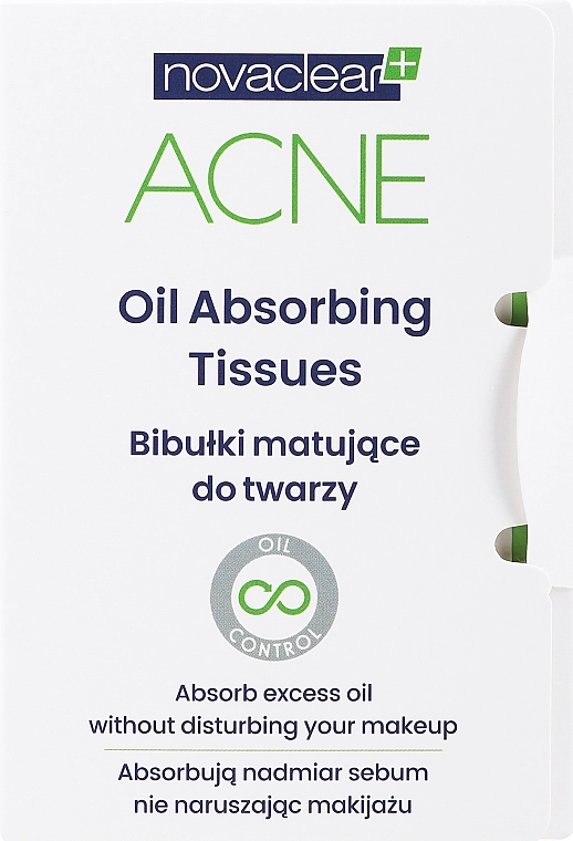 Novaclear Матирующие салфетки для лица Acne Oil Absorbing Tissues - фото N1