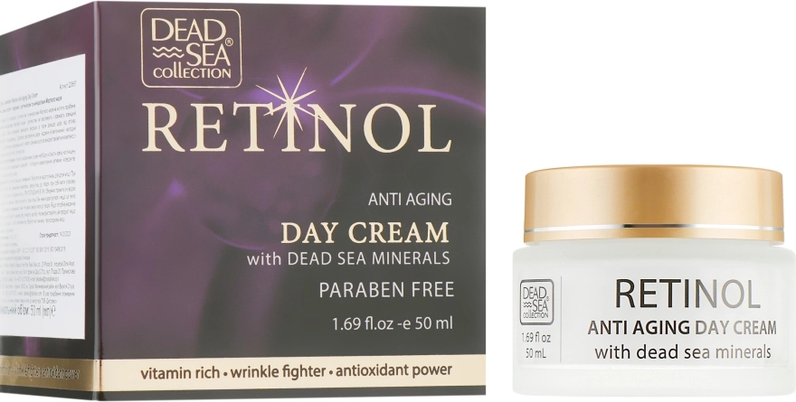 Dead Sea Collection Денний крем проти старіння з ретинолом та мінералами Мертвого моря Retinol Anti Aging Day Cream - фото N1