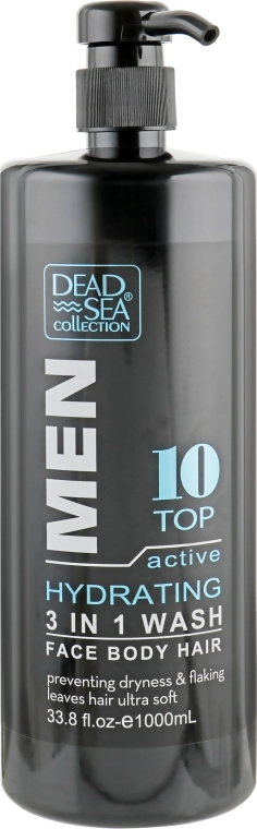 Dead Sea Collection Гель для душу, волосся і обличчя, для чоловіків Men Active Hydrating Sandalwood Face, Hair & Body Wash 3in1 - фото N1
