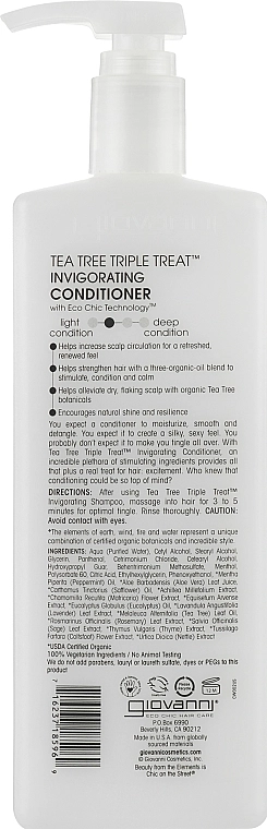 Giovanni Тонізуючий кондиціонер Eco Chic Hair Care Tea Tree Triple Conditioner - фото N4