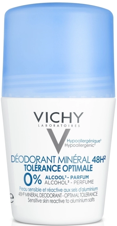 Vichy Шариковый дезодорант Déodorant Minéral 48h Tolérance Optimale Roll-On - фото N1