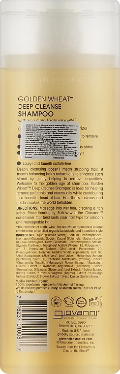 Giovanni Шампунь для глибокого очищення Eco Chic Hair Care Golden Wheat Deep Cleanse Shampoo - фото N2